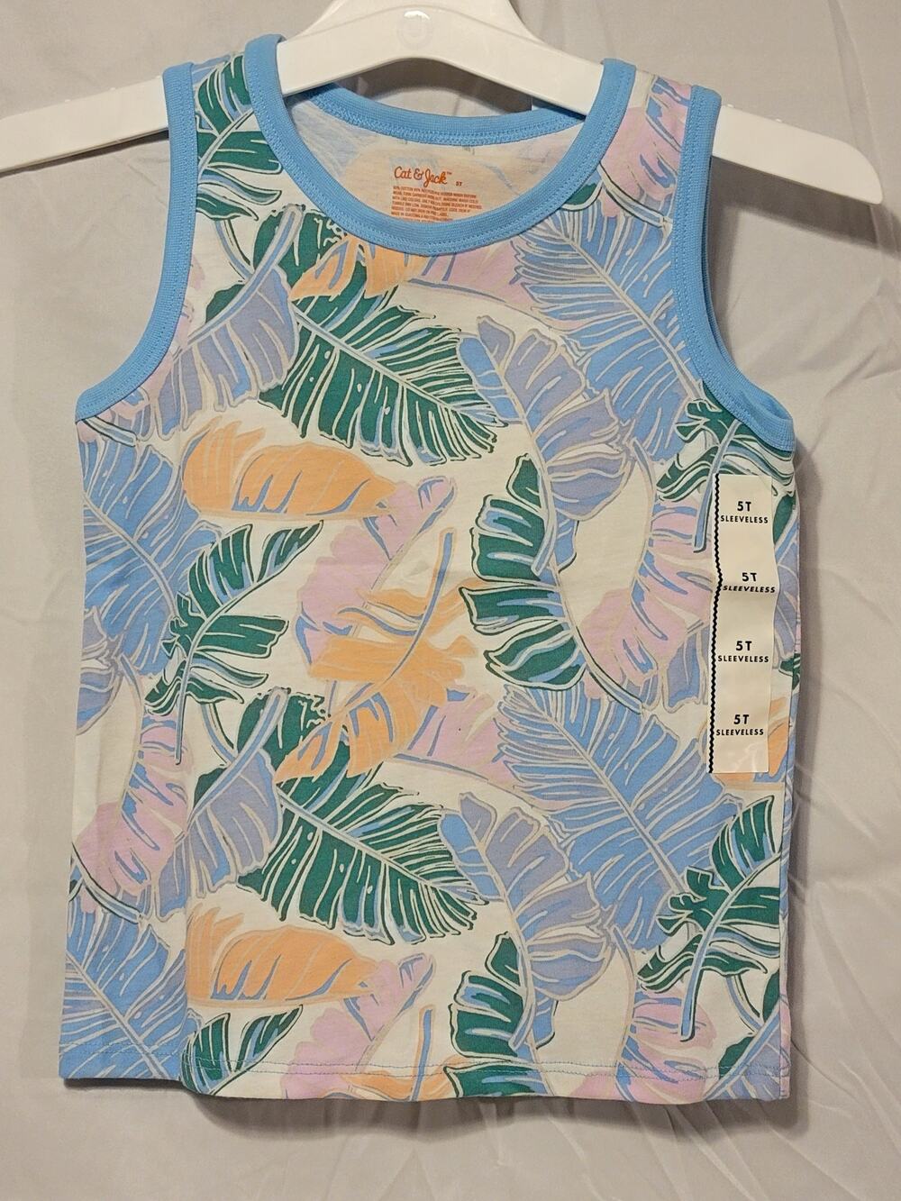 Cat & Jack Toddler Girls' Palm Printed Tank Top Cream Sz 5T